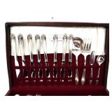 Lot of silverplate flatware in wood box
