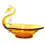Vntg Viking amber swan figural bowl