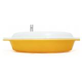 Vntg Pyrex 1.5qt divided dish w/ sunflower lid