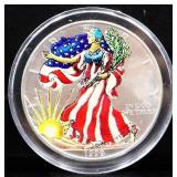 Colorized 1999 silver eagle coin