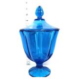 MCM LE Smith blue covered candy dish