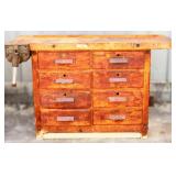 Vintage work table w/ drawers/vice