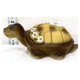 Fenton brown turtle with white daisies on back