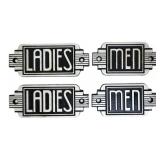 2 pairs Deco style iron bathroom signs