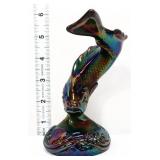 Fenton black carnival trout figure