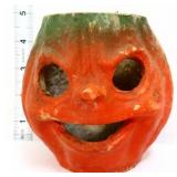 Vtg 5in paper mache pumpkin Halloween lantern