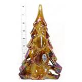 Fenton amber carnival 8in Christmas tree