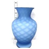 Fenton 7in blue satin diamond quilted vase