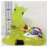 Fenton yellow Winter Friends laying horse figure