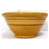 Vntg 13in yellowware mixing bowl w/ stripes