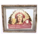 Framed 17.5x14 Indian Head Beer adv art