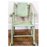Vintage green painted childs folding rocker
