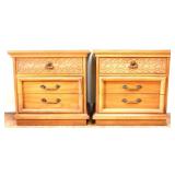 Pair of 3 drawer wood nightstands