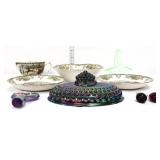 Mixed estate glass lot, inc Fenton lid & stopper