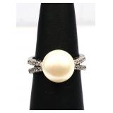 Sterling pearl ring, lab created