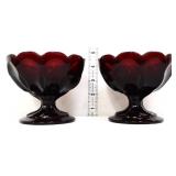 2 royal ruby fairfield footed sherbets