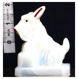 Vntg 2in white iridescent scottie dog figure