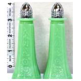 Pair jadeite slim salt/pepper shakers