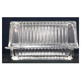Vntg clear glass butter dish