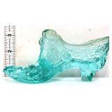 Fenton aqua cabbage rose shoe with flowers