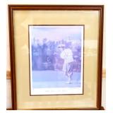 Framed 20.5x24 man golfing art NO SHIP