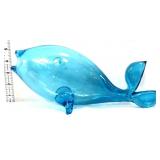 Vintage blue glass fish figural decanter