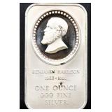 1oz Benjamin Harrison silver bar