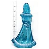 Fenton 7.5in blue bridesmaid figure w/ flowers
