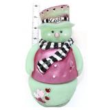 Fenton green valentine snowman fairy lamp