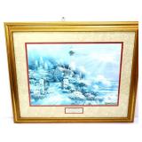 Framed 31x25.75 lighthouse scene art NO SHIPPING