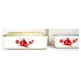 2 vntg McKee milk glass sailtboat fridge dishes