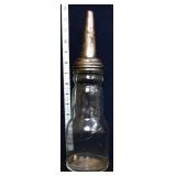 Clear glass oil bottle