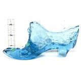 Fenton blue cabbage rose shoe w/ white flowers