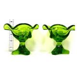 Pair Viking epic drape green candleholders