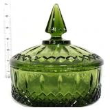 Vntg princess olive green covered candy dish