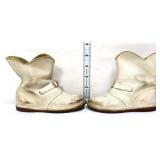 Pair vintage white baby boots