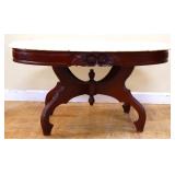 Oval marble top coffee table