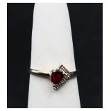 Sterling garnet ring, lab created