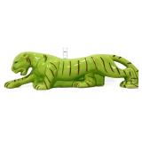 Vntg green tiger figural planter lamp base