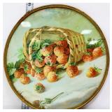 Vintage flue cover with strawberry basket scene