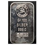 100 gram Silber silver bar