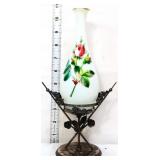 Vintage milk glass vase/silverplate stand