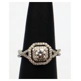Sterling white sapphire ring, lab created