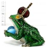 Frog Prince enameled frog figure w/ crown