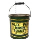 Vintage metal Old Pal minnow bucket