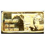 1 troy ounce Maryland state silver bar