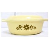 Vntg Pyrex yellow Kim Chee #043 dish w/ lid