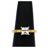 Sterling white sapphire solitaire ring lab created