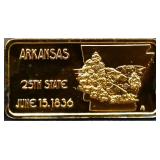 1 troy ounce Arkansas state silver bar