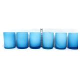 Lot of 6 blue satin water glasses